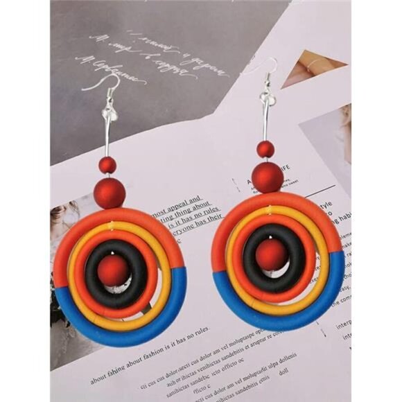 Statement Round and Round Rubber Hoop Earrings - Picture 2 of 7